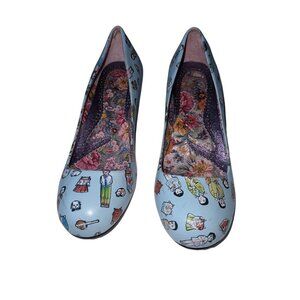 Women's Irregular Choice Blue Little People Kitten Heels Size 41